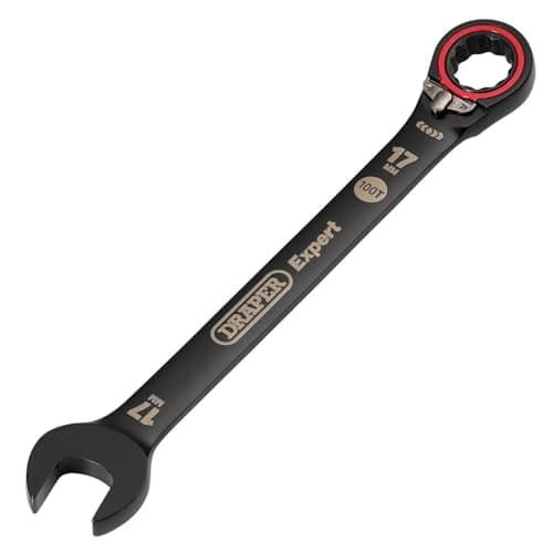 Image of Draper 03907 Expert HI-TORQ Metric Reversible Ratchet Combination Spanner, 17mm, Black