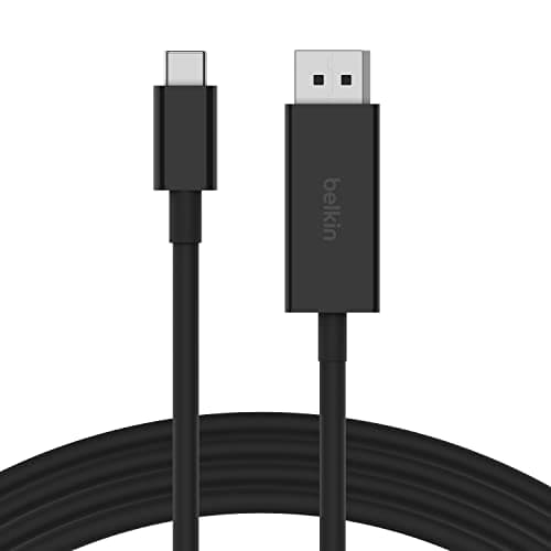 Image of Belkin USB Type C to DisplayPort 1.4 Cable 6.6ft/2m, 32.4Gbps, 8K@60Hz or 4K@144HZ, with HBR3, DSC, HDCP 2.2, DP Alt mode, Backwards Compatible, Works with Windows, MacOS, iPadOS, Android, and More