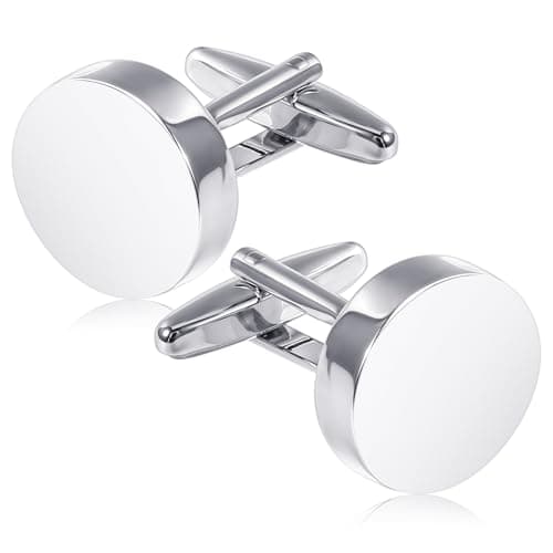 Image of Ouligay Cufflinks for Men, Metal Men's Cuff Links, Silver Tuxedo Cufflink, Classic Groomsmen Cufflinks Wedding Cuff Links for Father Husband Boyfriend Business Anniversary Birthday