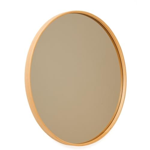 Image of Mareluxe Premium Round Solid Wood Wall Mirror | Handcrafted Walnut or Oak Frame | Scandi & Boho Bathroom, Hallway, Living Room Mirror (40 x 40 cm, Oak Circle)