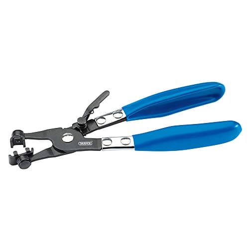 Image of Draper 227mm Hose Clamp Pliers | Swivel Jaws | PVC Dipped Handles | Ratchet Locking Mechanism | Carbon Steel Hand Tools | 99762