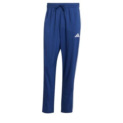 Image of adidas Men's Essential Three Stripes Stanford Pant Open Hem, Dark Blue/White, M