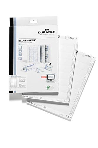 Image of Durable BADGEMAKER Inserts 30 x 60mm - Pack of 540 Inserts - Printable Name Badge Inserts - Create Professional Badges In Minutes