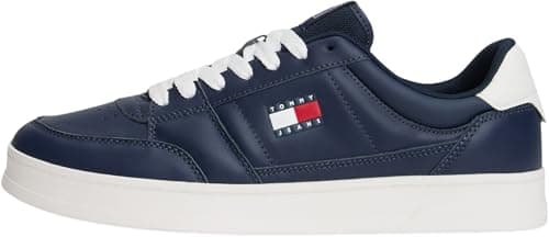Image of Tommy Jeans Men’s The Greenwich New Leather Cupsole Trainers, Blue (Dark Night Navy), 11