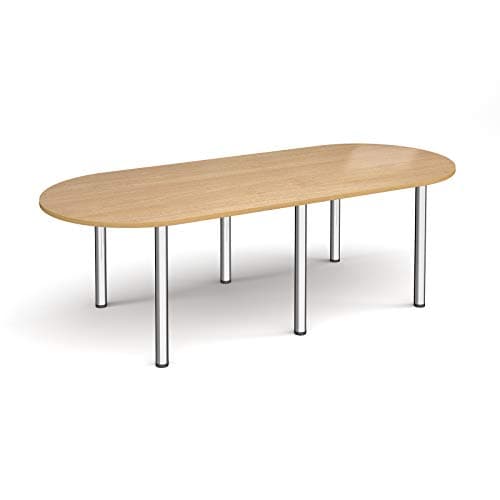 Image of Mr Office Radial end meeting table with 6 radial legs - chrome legs, Oak