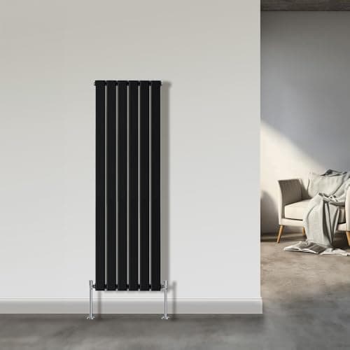 Image of NRG 1600x408mm Single Flat Panel Designer Tall Vertical Radiator Central Heating Black