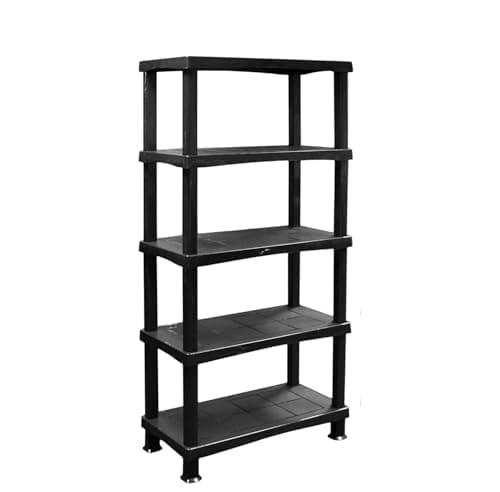 Image of HOMION 5 Tier Shelving Unit Plastic Storage Unit Warehouse Garden Storage Shelves for Garage Lightweight Shelf Units for Garages Sheds Racking Shelving 3/4/5 Tiers Workshop Unit (5 Tier Shelf)