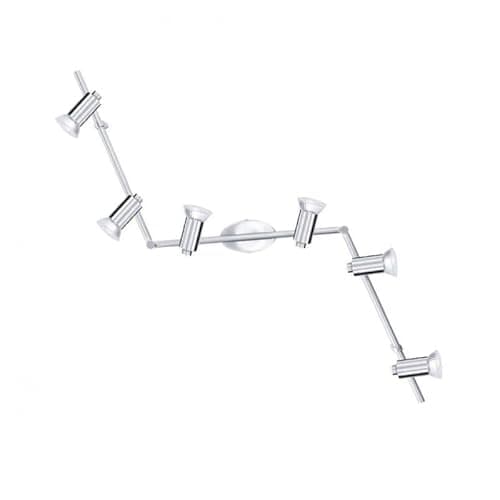 Image of Accessotech ROSARO Chrome LED 6 Bulb Ceiling Spotlight Bar | GU10 LED Ceiling Light | Warm White 3000K | 1200 Lumens | Adjustable Indoor Spotlight Lighting