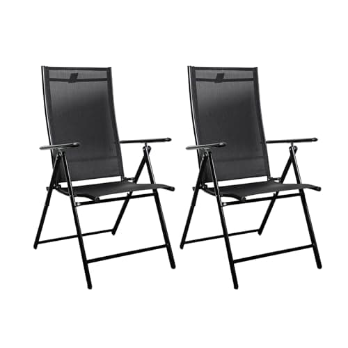 Image of Samuel ALEXANDER Multi Position High Backed Folding Garden Chairs,Adjustable Reclining Garden/Outdoor Chairs,Black (Pack of 2)