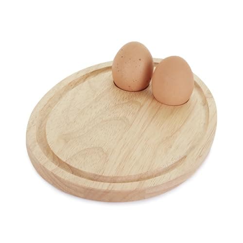 Image of apollo THE HOUSEWARES BRAND Breakfast Board Egg Holder, Dippy Eggs, Hevea Wood, Size 18x24cm, Natural, Brown