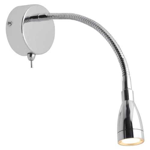 Image of Long Life Lamp Company LED Indoor Reading Wall Light 2W 3000K Chrome Wall Mounted Bedside Light H3144