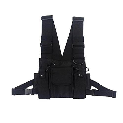 Image of Longzhuo Tactical Chest Rig Vest Bag - Men/Women Shoulder Bags Hip Hop Streetwear Functional Waist Pack with Adjustable Pockets for Cycling, Hiking & Workouts