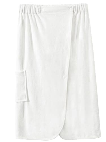 Image of Vislivin Towel Wrap Robe for Women shower wrap robe Bath Body Towel Wrap bathrobe with Adjustable Snap Closure White XL