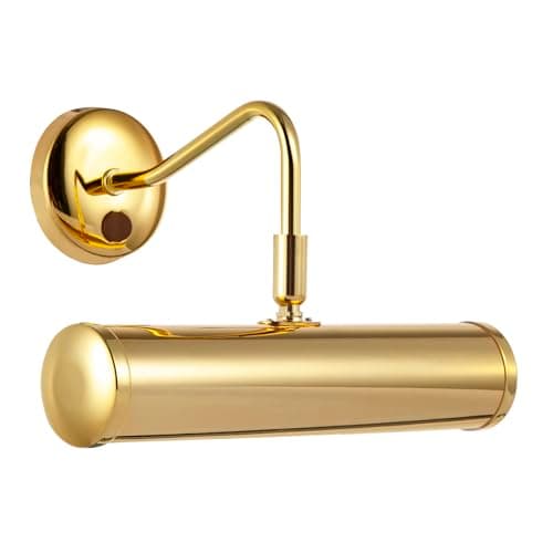 Image of Happy Homewares Classic Traditional Adjustable Picture Wall Light Fitting in Polished Gold with Switch Button | 1 x 7w E14 | 23cm x 22cm x 14cm