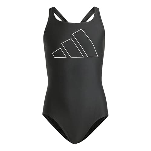 Image of adidas Girl's Performance Big Bars Swimsuit Kids, Black/White, 5-6 Years