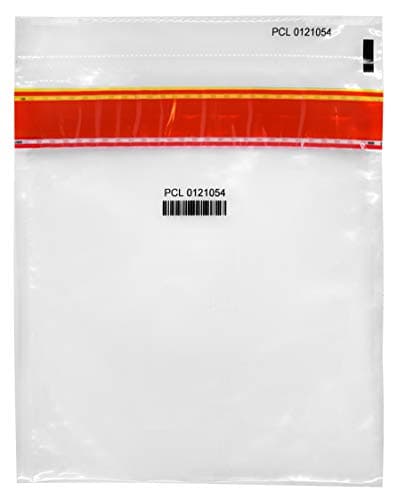 Image of SECUR-PAK 100pk Security Bags, 9"x12" Transparent, Tamper Resistant Closure with Serialized Numbers & Barcode