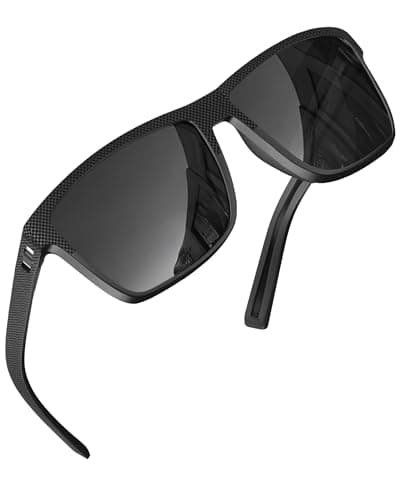 Image of grinderPUNCH Polarized Square Sunglasses for Men Black Designer Polarized Sunglasses Trendy Shades Sunglasses For Men UV400-1Pack Black