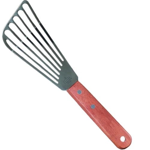 Image of La Cuisine Fish Slotted Spatula Turner with Beveled Edged Stainless Steel, for Flipping Fish Egg Pancake Patties Fries. Blade 16 cm, Size 28cm