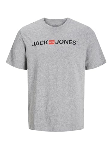 Image of JACK & JONES Men's Jjecorp Logo Tee Ss Crew Neck Noos T-Shirt, Grey (Light Grey Melange Detail: Slim Fit - Melange), X-Large
