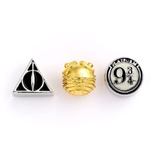 Image of The Carat Shop Official Harry Potter Set of Charms Deathly Hallows Golden Snitch & Platform 9 3/4