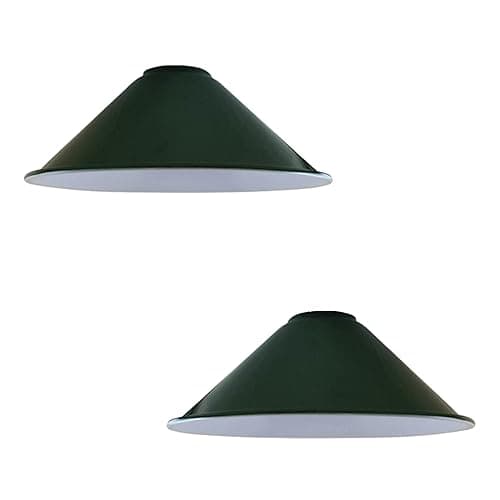 Image of DCVOLTAGE 2 Pack Modern Ceiling Lamp Shade Green Metal Cone Shape Pendant Light E27 Base Hanging Light Fixture for Bedroom Hallway Office Café Restaurant