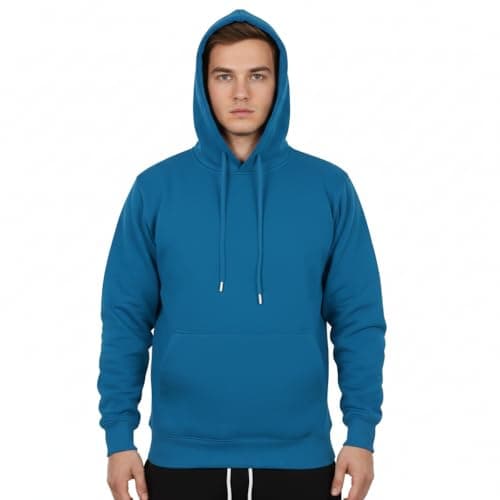 Image of A2Z Mens Fleece Hoodie Pullover Hooded Jumper Sweatshirt - Plain Sweatshirt Blue 2XL