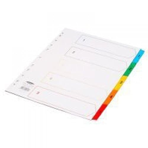 Image of Concord Punched Pocket Index Multicolour-tabbed Europunched 1-5 Extra Wide A4 White Ref CS96