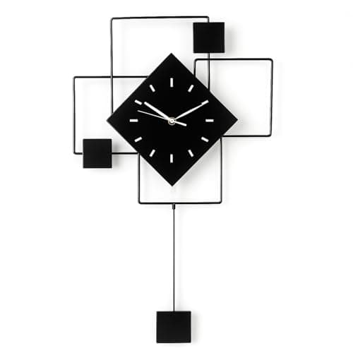Image of ANYVOYAGE Modern Wall Clock 61×48 cm, Geometric Acrylic Silent Quartz Clock for Living Room, Office, Hallway Decorative Art Wall Timepiece with Metal Hands & Minimalist Design
