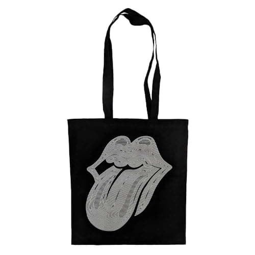 Image of Rock Off officially licensed products The Rolling Stones Tote Bag Hackney Diamonds Holo Tongue Official Black One Size
