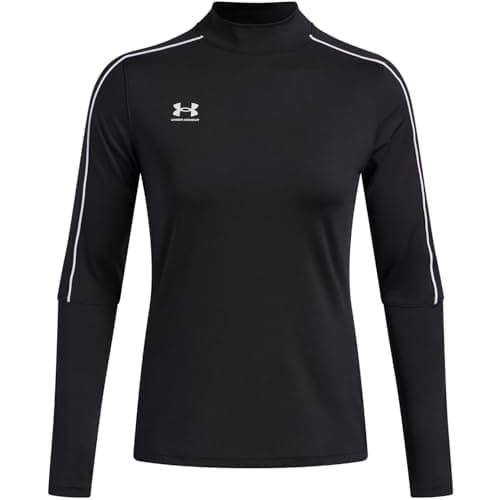 Image of Under Armour Women's Challenger Midlayer, Soft and Comfortable Long-Sleeved Top with Thumbholes, Women's Sports Top Layer for Training and Workouts,Black / / White,XS