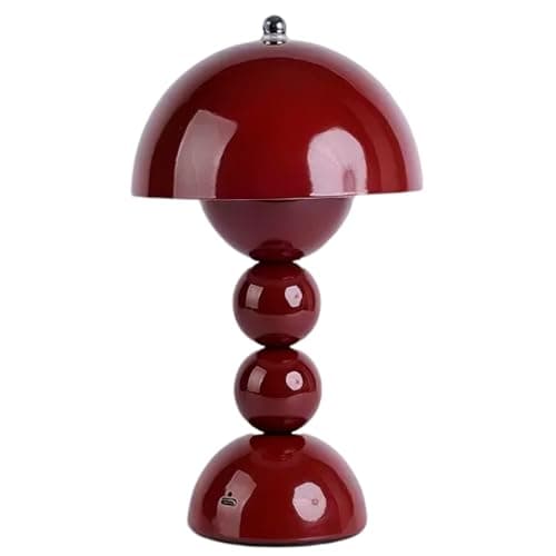 Image of Brabola Rechargeable Table Lamp, 3-Color Dimmable Cordless Desk Lamp with Touch Control, Portable Battery Powered Nightstand Lamp for Bedroom, Kitchen, Outdoor, Camping, Decoration (Dark Red)