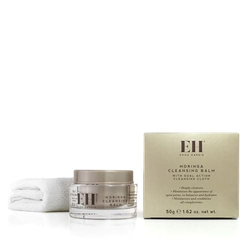 Image of Emma Hardie 50ml Moringa Cleansing Balm with Cleansing Cloth Set, No-Rinse Formula Removes Face & Eye Make Up, Moisturizes & Hydrates the Skin, Natural & Cruelty Free, For All Skin Type