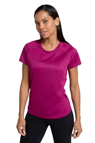 Image of Mountain Warehouse Endurance Women's T-Shirt - IsoCool UPF 30+ UV Protection Breathable Lightweight T-Shirt for Women - for Jogging, Travelling & Leisure Purple Women Size 16