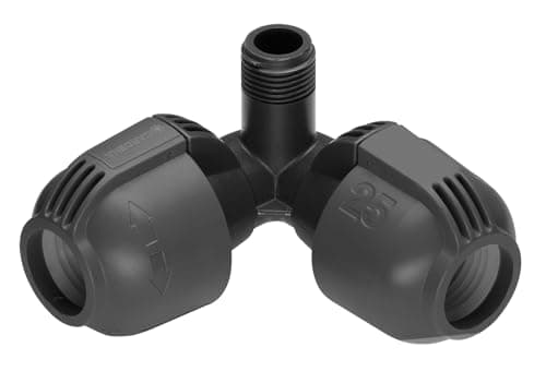 Image of Gardena sprinkler system Elbow with external thread: Connector for connection in the corner area of Versenregner T 380, 25 mm x 1/2 inch, Quick & Easy connection technology (2782-20)