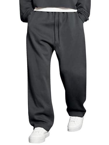 Image of JMIERR Mens Baggy Joggers Wide Leg Elastic Waist Drawstring Sweatpants Cotton Casual Track Bottoms with Pockets,Dark Grey,3XL