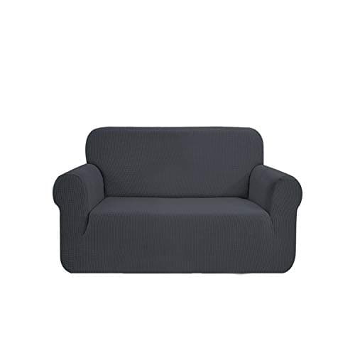 Image of SAMSTEX Stylish Sofa Cover Stretch 1-Piece Sofa Slipcovers High Stretch Sofa Covers 2 Seater Thick Soft Loveseat Sofa Protector Machine Washable Non Slip Couch Covers (2 Seater, Grey)