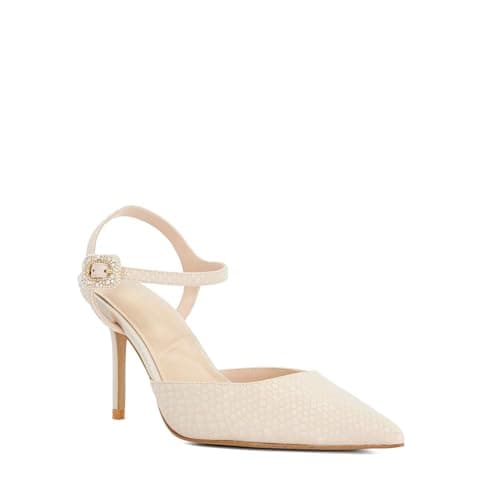 Image of Dune London Ladies Channel Wide Fit Buckle Detail Embellished Studded Heeled Court Size UK 5 Court Shoes Blush