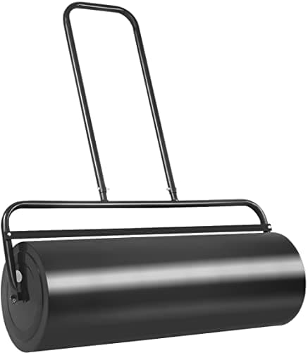 Image of GiantexUK 48L/63L Garden Lawn Roller, Water/Sand Filled Lawn leveller with Scraper Drum & Removable Drain Plug, Heavy Duty Metal Lawn Push Rolling Tool for Grass Seed (63L, 112cm U-Handle, Black)