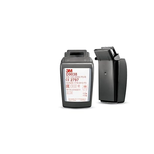 Image of 3M Secure Click Particulate Filter with Hydrogen Fluoride and Nuisance Level Organic Vapour and Acid Gas Relief, Hard Case, P3 R, D9038, 1 Pair