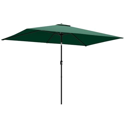 Image of Outsunny 3x2m Garden Parasol, Parasol Umbrella with Crank Handle, Tilt Function, Polyester Canopy, Outdoor Table Umbrella for Patio, Garden, Green