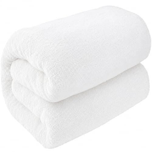 Image of Aaf Textiles Bath Sheets Extra Large Oversized 96 x180 cm in White, 100% Egyptian Cotton Style 515 GSM Shower Towel – Thick and Absorbent, Hotel Quality Large Bath Towels for Adults