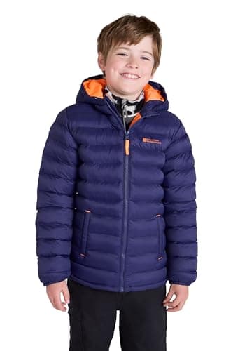 Image of Mountain Warehouse Seasons Padded Kids Puffer Jacket - Water Resistant, Lightweight & Insulated Coat, Boys & Girls - Spring Summer, School, Travel Navy Kids Size 2-3 Years