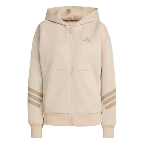 Image of adidas Women's FUTURE ICONS THREE STRIPES FULL ZIP HOODIE, Crystal Linen, XL