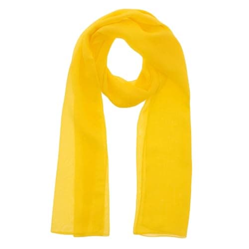 Image of WESTEND CHOICE Ladies Chiffon Scarves Women Plain Neck Scarf Soft Headwrap Girls Headscarf Sheer Wrap women's scarves & wraps 150x45 cm (Yellow)