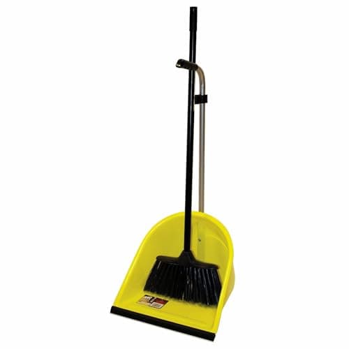 Image of Red Gorilla Yellow Builders' TIDEE Companion Set Heavy Duty Mini Broom Brush and Large Scoop Dustpan Shovel for Construction Trade Workshop Waste