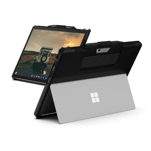 Image of URBAN ARMOR GEAR UAG Designed for Microsoft Surface Pro 11/10/9 Case with Kickstand Hand Strap & Pen Holder Compatible with Type Cover Keyboard Rugged Protective Cover Heavy Duty, Scout Black