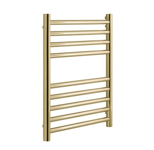 Image of Manissa Boston Brushed Brass Heated Towel Rail 400mm W x 600mm H Central Heating Bathroom Towel Radiator