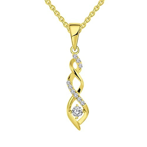 Image of JO WISDOM Women Necklace,925 Sterling Silver Infinity Pendant Necklace with 3A Cubic Zirconia with Yellow Gold Plated,Jewelry for Women