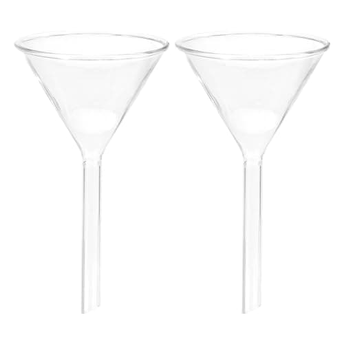 Image of PATIKIL 75mm Glass Funnel, 2 Pack Short Stem Scientific Borosilicate Glass Heavy Wall Funnel for Filling Water Bottle Home Lab Kitchen Use