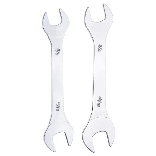 Image of sourcing map 2pcs Double Open End Thin Wrench Set 5/8" 11/16" 3/4" 13/16" SAE Super Thin Small Flat Head Wrench Mirror Polished Open Ended Spanner for Automotive Repair Furniture Assembly